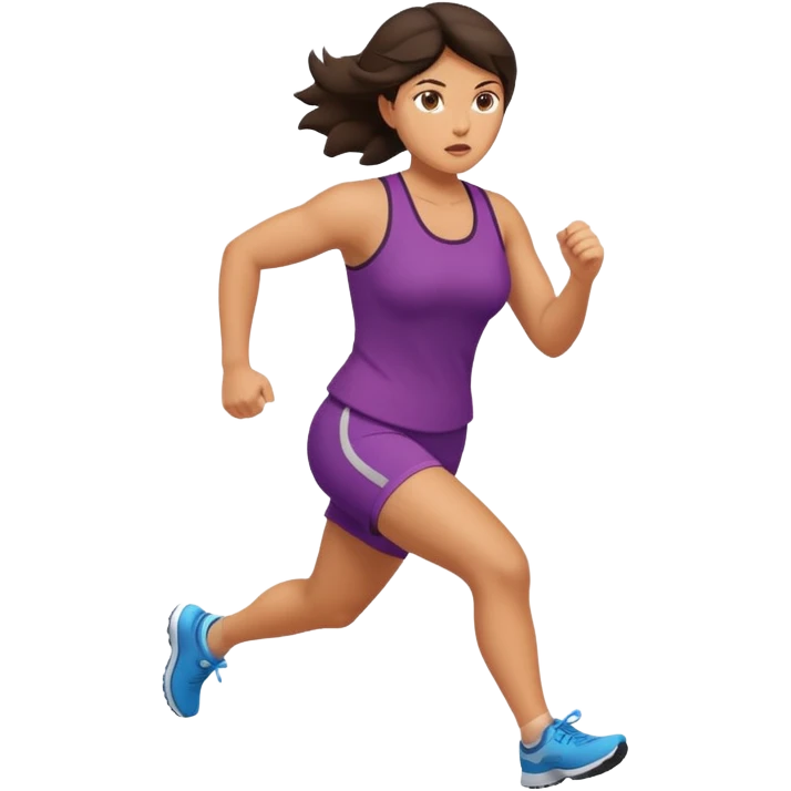 stocky brunette woman running emoji