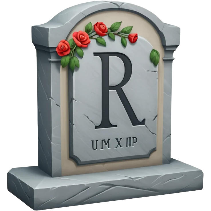 The word R.I.P. on a headstone  emoji