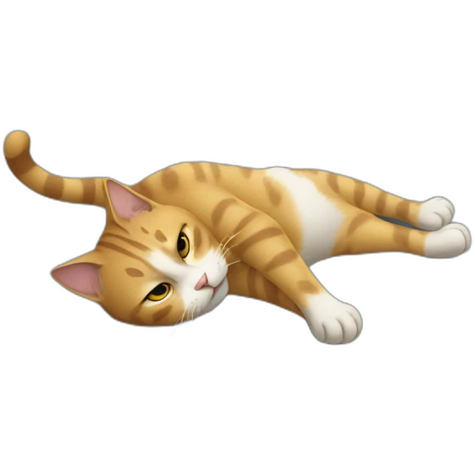 A cat getting hit by a car and laying on the road emoji