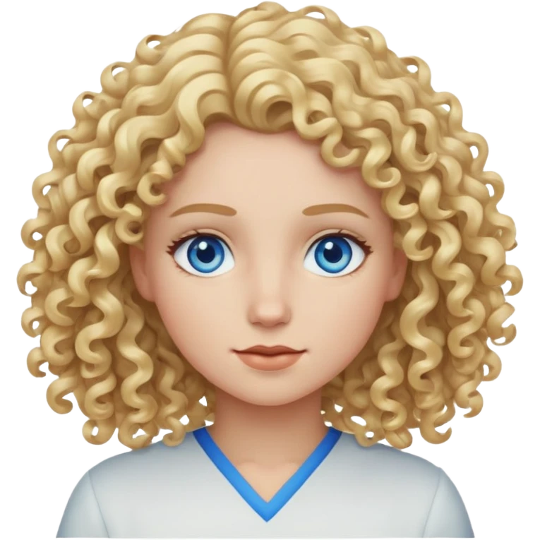 Me with curly blonde hair and blue eyes emoji