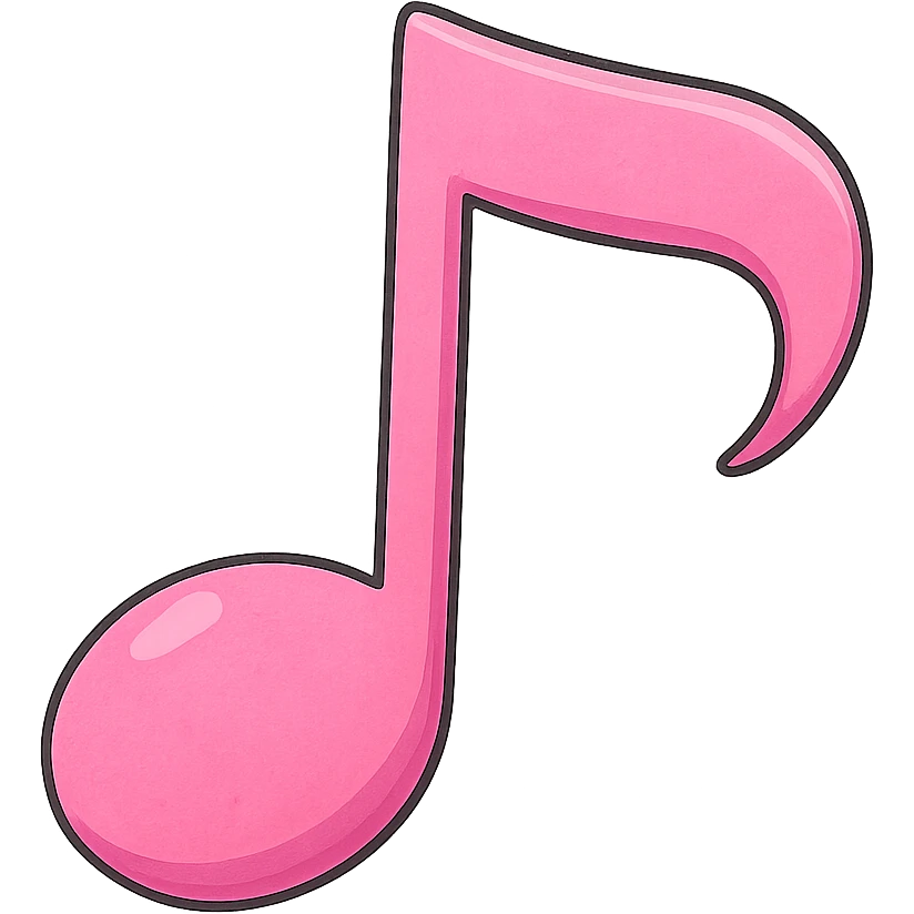 pink music note, digital illustration emoji