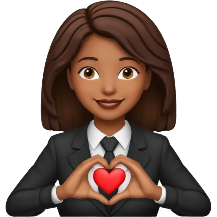 Black woman lawyer making heart shape with hands emoji