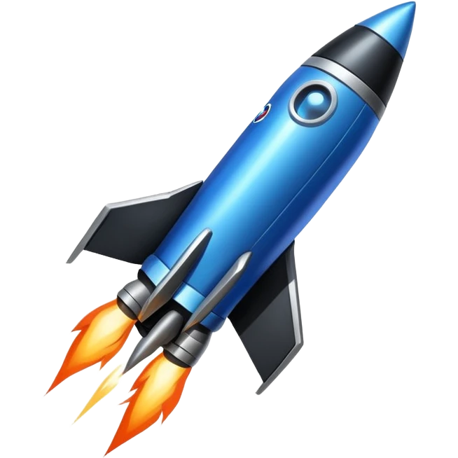 Rocket, dark black blue, inclined emoji