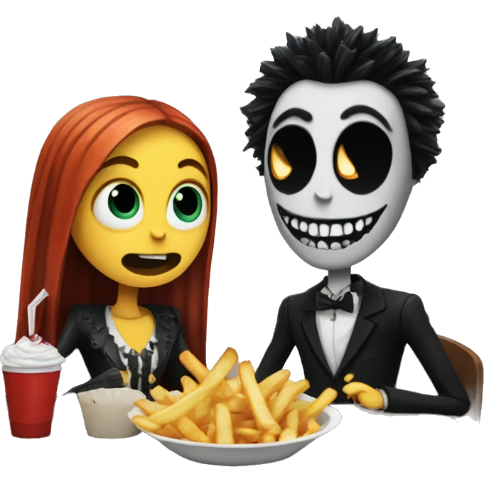 Jack and sally eating fries emoji