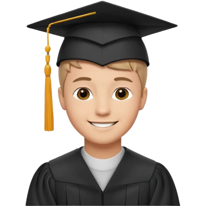 Graduated Students, Male, proudly, short hair, wearing graduation cap emoji