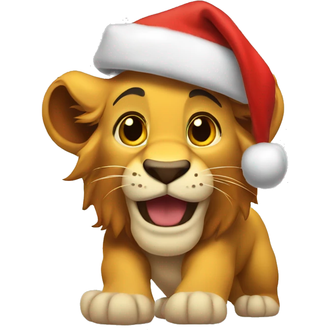 Simba with Santa hat emoji