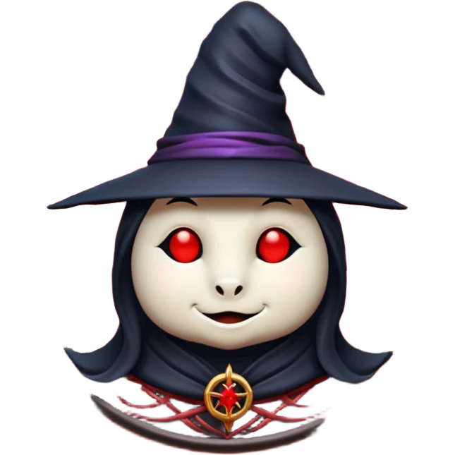 iOS emoji, dark fantasy magic seal, witch symbol, web pattern, red glow, minimal clean style emoji