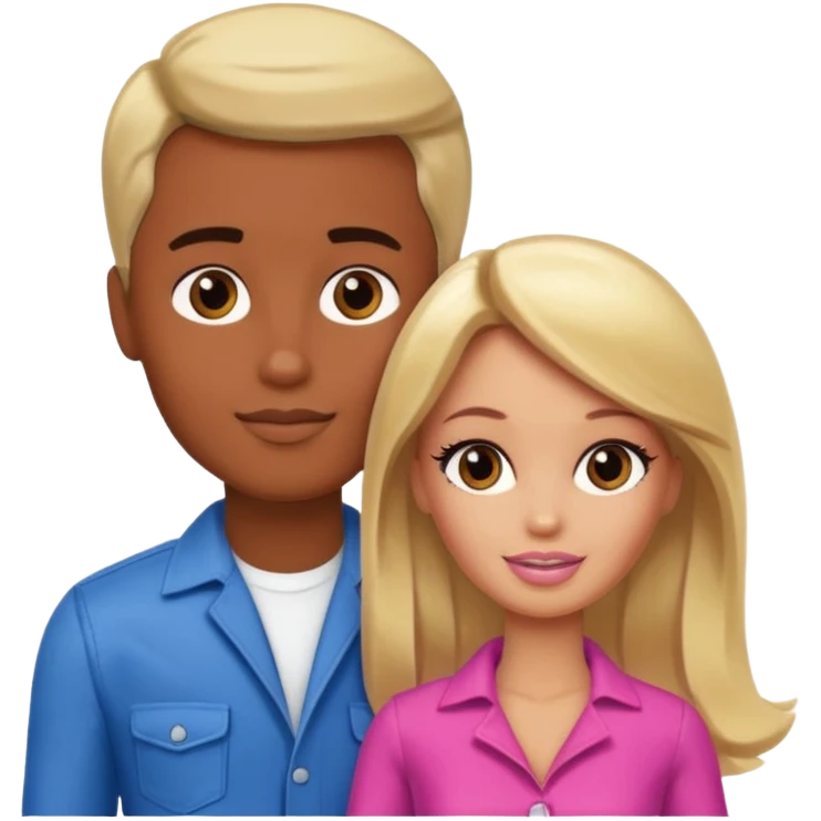 Brown skin blonde hair brown eyed barbie with her boyfriend  emoji