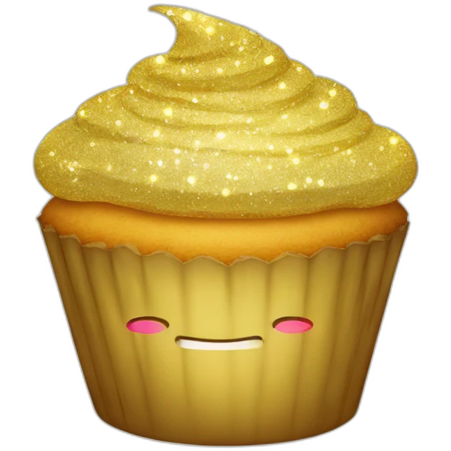 Happy golden sparkly cupcake emoji