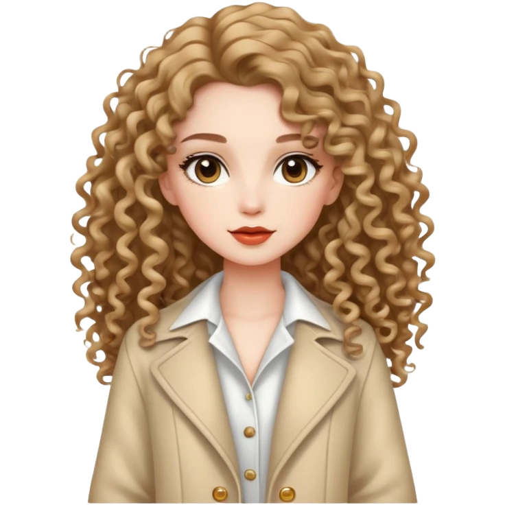 Fashionable girl with stylish outfit and long curly hair emoji