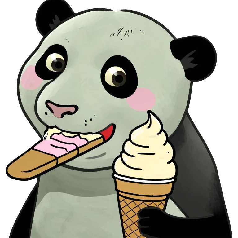 Panda eating ice cream emoji