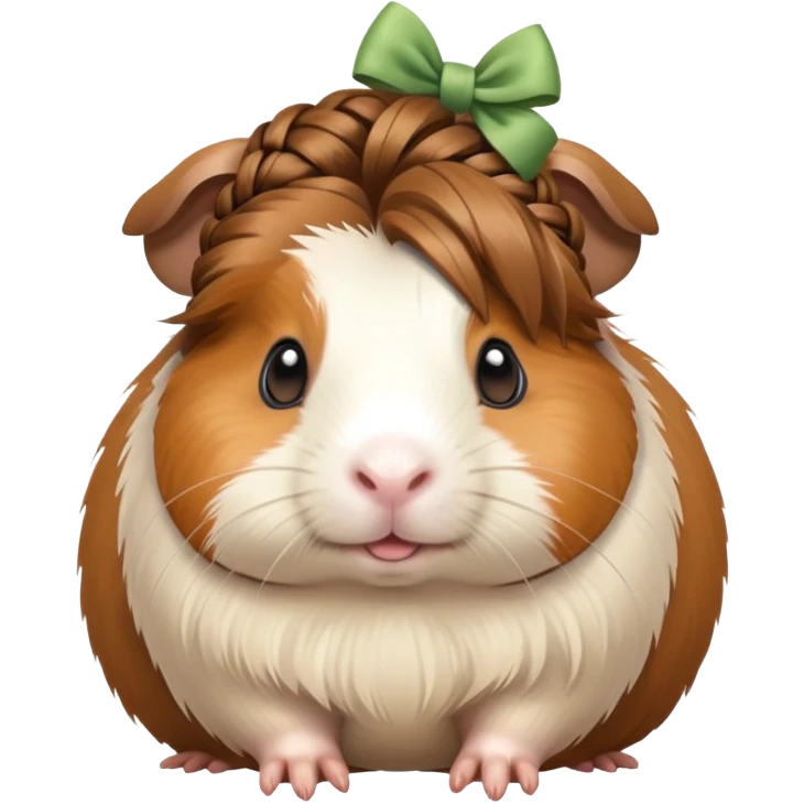 guinea pig with bow braids  emoji
