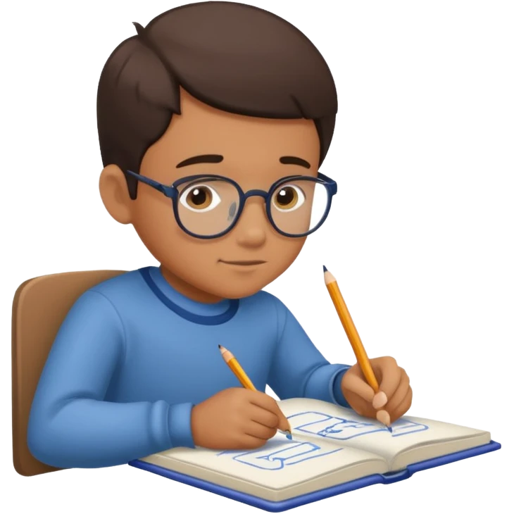 boy drawing pic of grandpa on notebook emoji