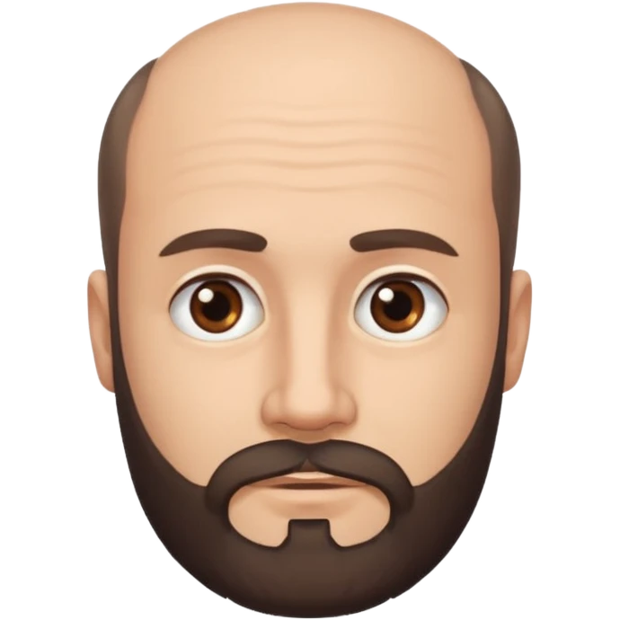 semi balding man with short hair and has a beard. dark brown eyes and brown beard. no wrinkles on face, he still looks young  emoji