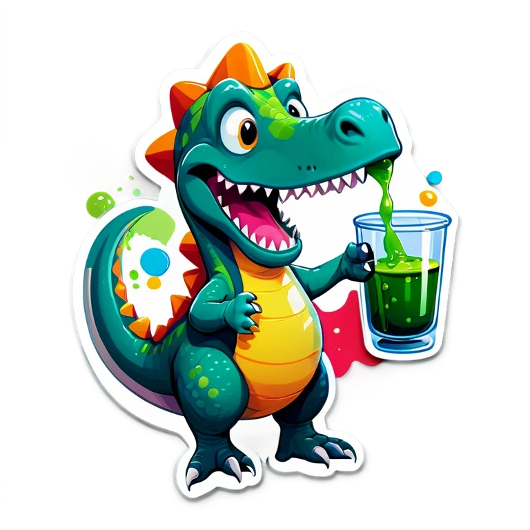 dinosaur holding a beaker emoji