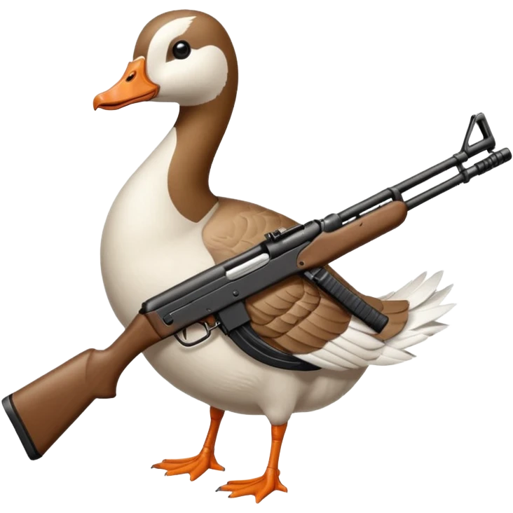 Goose with an automatic rifle emoji