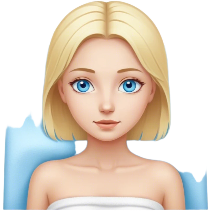 Blonde girl blue eyes spa massage table emoji