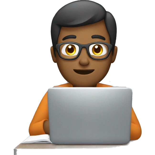 man studying with a computer emoji
