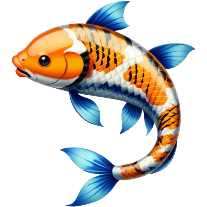 Exotic Tropical Floral Swirl-Patterned Tribal Pretty Asian ornate painted Japanese aesthetic beautiful shiny pretty glossy smooth Koi-Fish with tiger stripes on it emoji