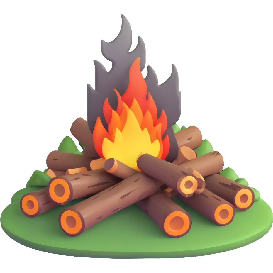 campfire with logs and flames emoji