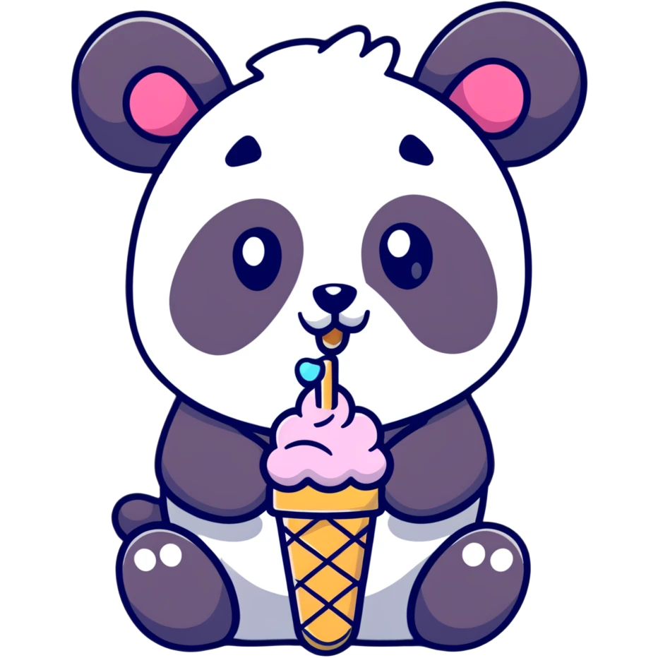 Panda eating ice cream emoji