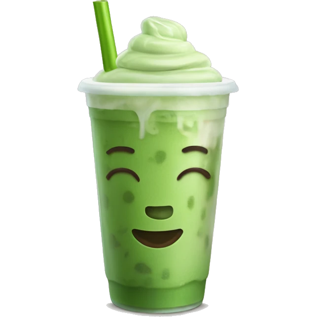 Iced matcha latte to go cup with straw emoji