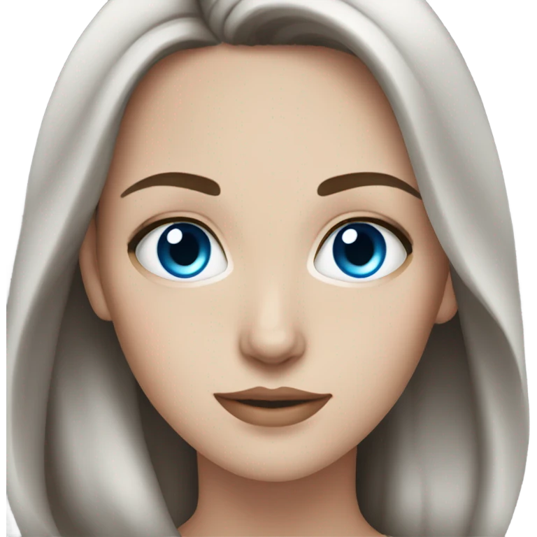 White girl blue eyes dark brown hair  emoji