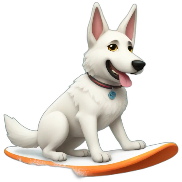 White German shepherd surfing emoji