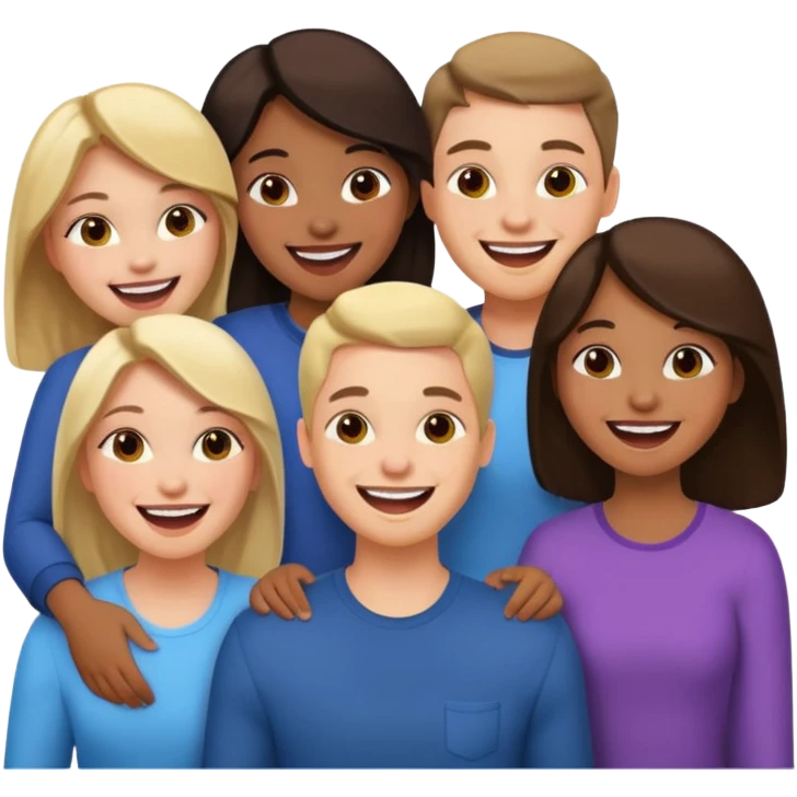 4 inclusive friends (3 girls and 1 man) laughing emoji