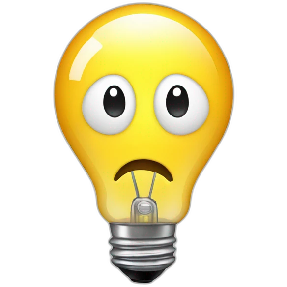 light bulb with sad face emoji
