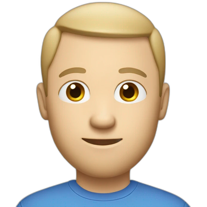white male with small beard and almost bald  smart casual blue shirt holding papers full profile emoji