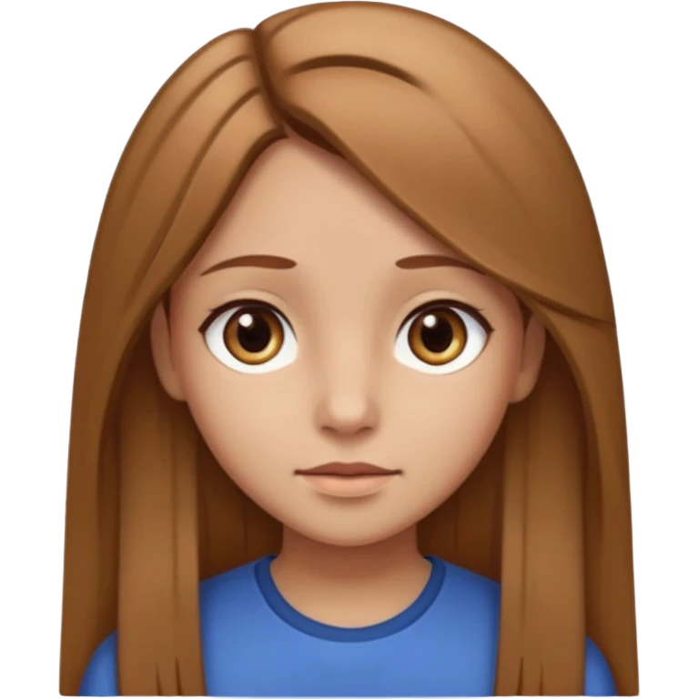 Fille châtain raie au milieu cheveux long et yeux marron et peau beige cheveux lisse pas de4iere les oreilles  emoji