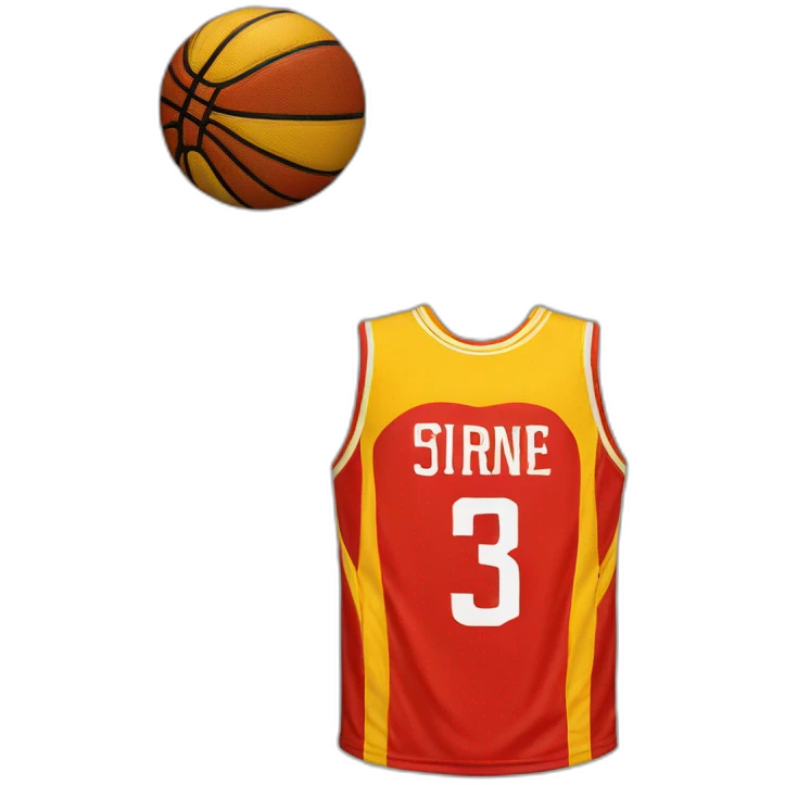 maillot de basket rouge 13 jaune emoji