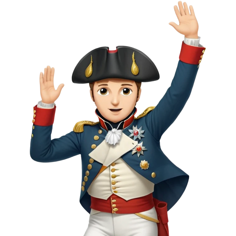 Napoleon Bonaparte in his iconic military uniform and bicorne hat dancing the Macarena dance emoji