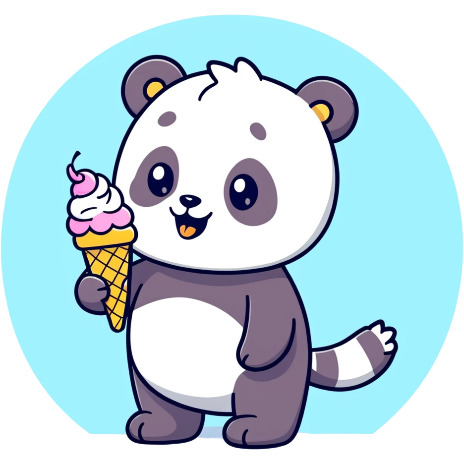 Panda eating ice cream emoji