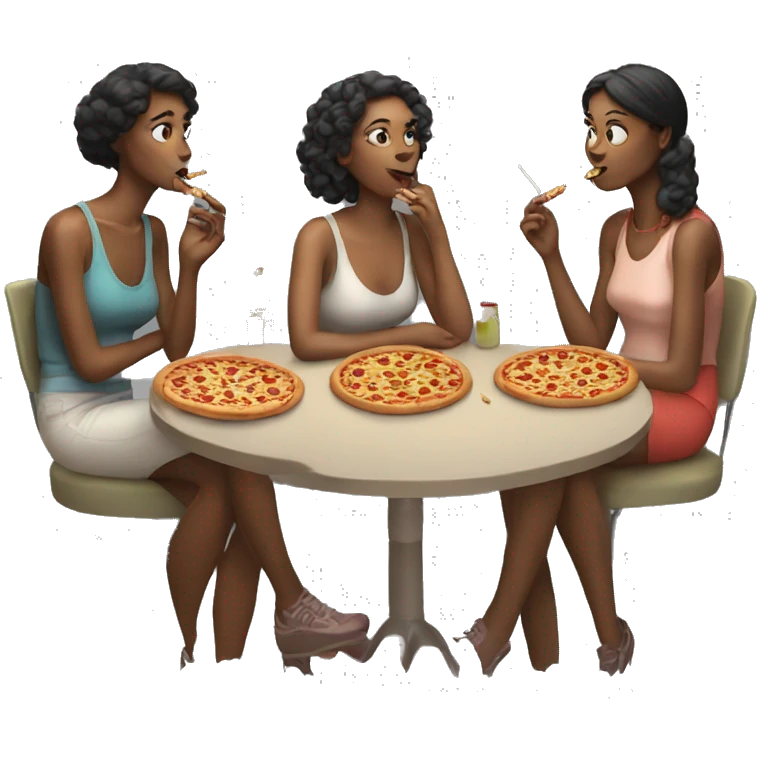 three women smoking cigarettes and eating pizza  emoji
