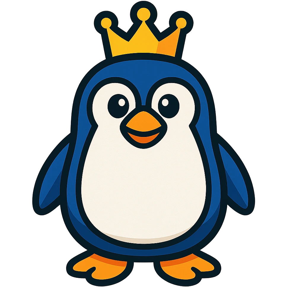 penguin with a crown emoji