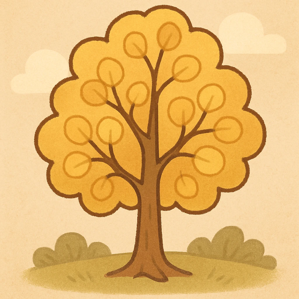 cartoon style aspen tree with yellow leaves emoji