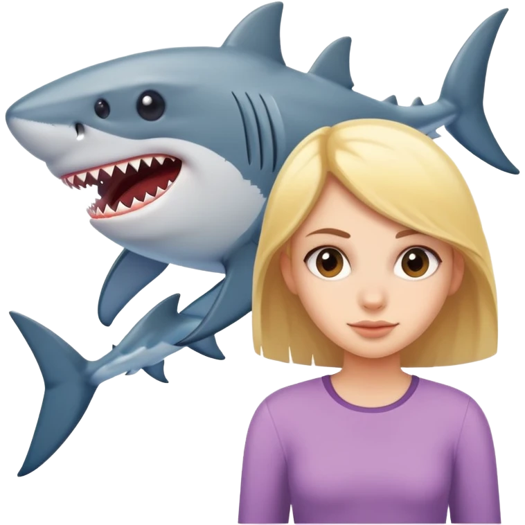 girl and a shark emoji