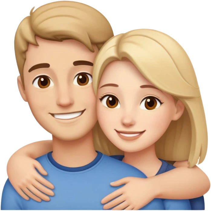 Hetero couple hug with warm smiles  emoji