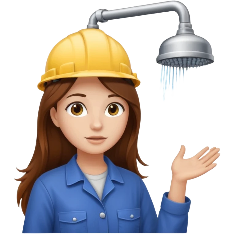 beautiful girl with long brown hair constructing new shower emoji