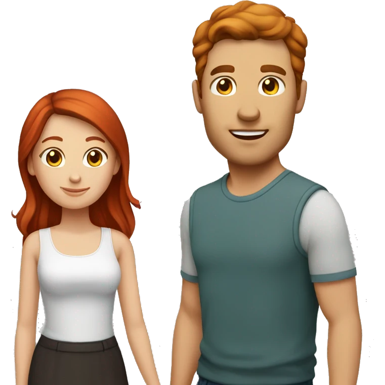 Brunette man and redhead girl couple  emoji