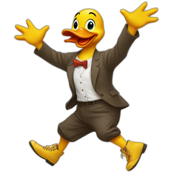 dancing duck with shoes emoji
