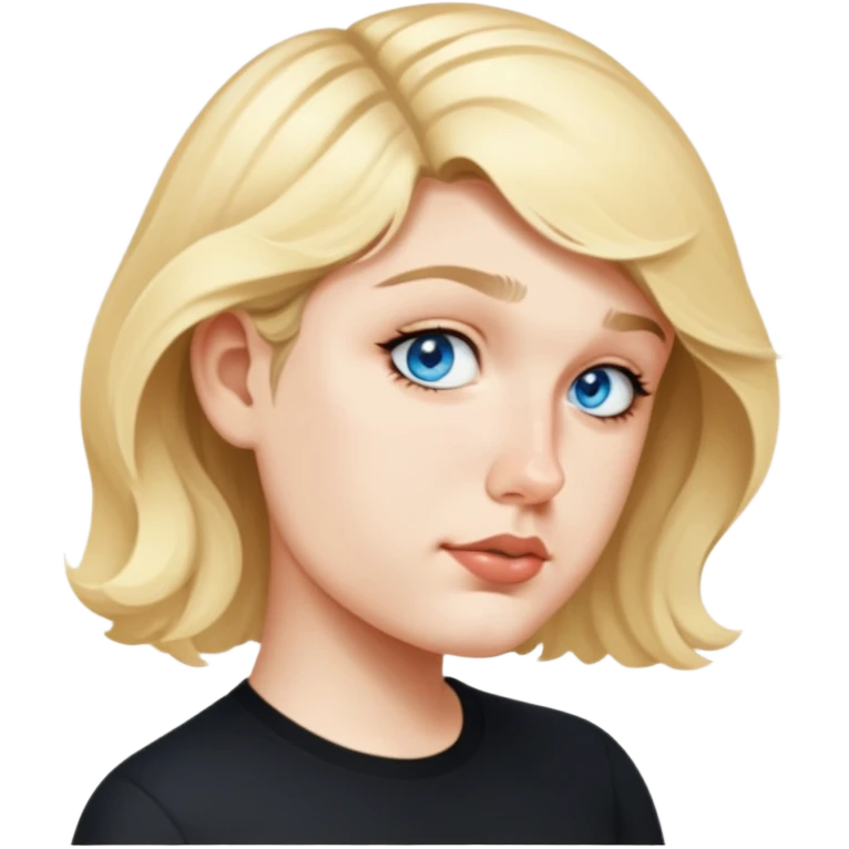 female, wearing black shirt, wavy short hair emoji
