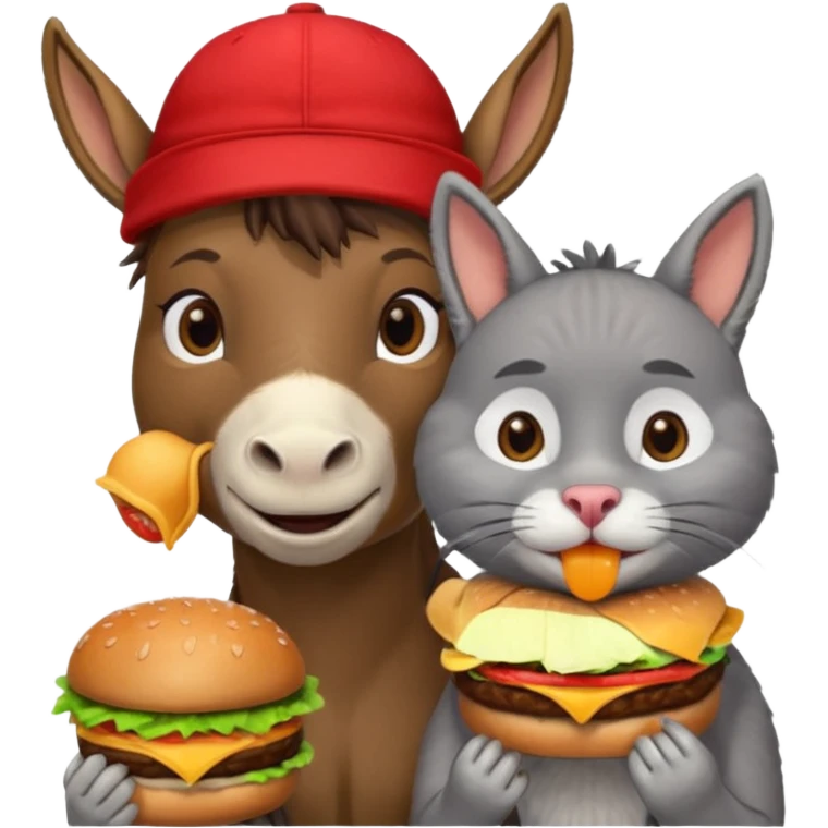 shit donkey cat eating hamburgers emoji