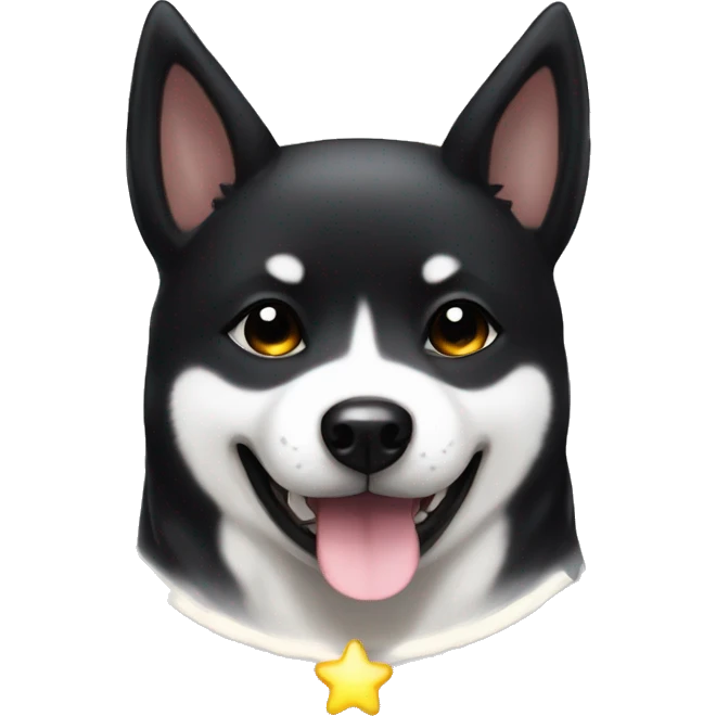 Black Shiba Inu angel | face | fantasy | halo | innocent | smiling face with halo emoji