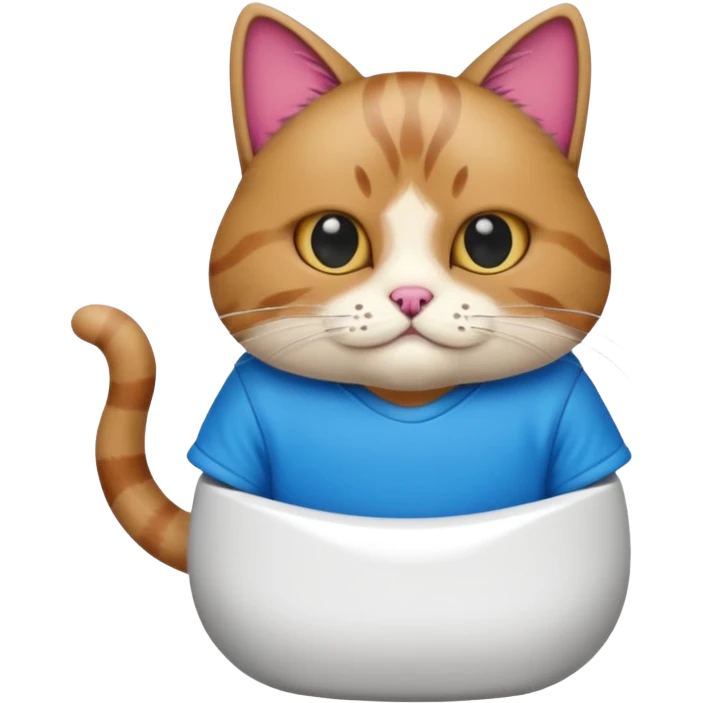 Weird cat wearing skibidi toilet shirt emoji
