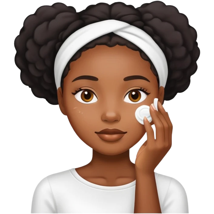 Black girl applying face cream for skincare routine emoji