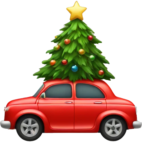 Christmas red Car with Christmas Tree  emoji