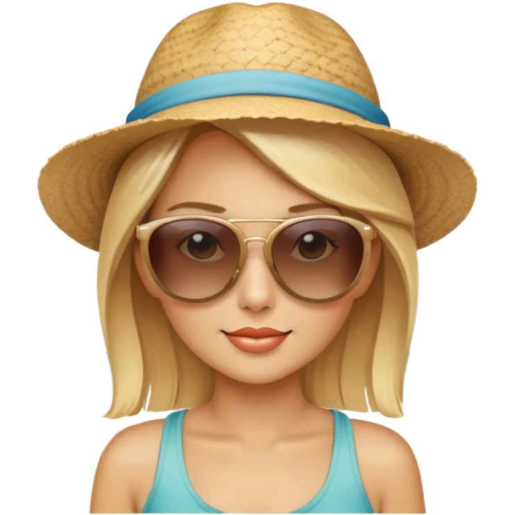 Tan blonde on beach  emoji